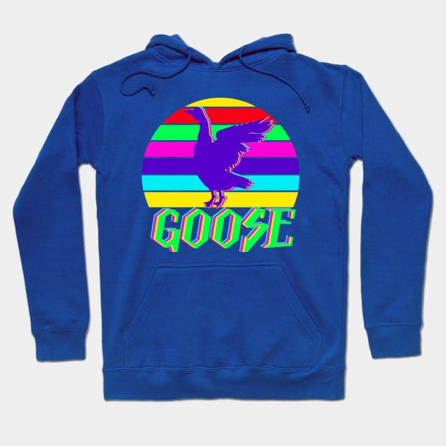 GOOSE 80s Neon Retro Vintage Sunset Hoodie by GypsyBluegrassDesigns